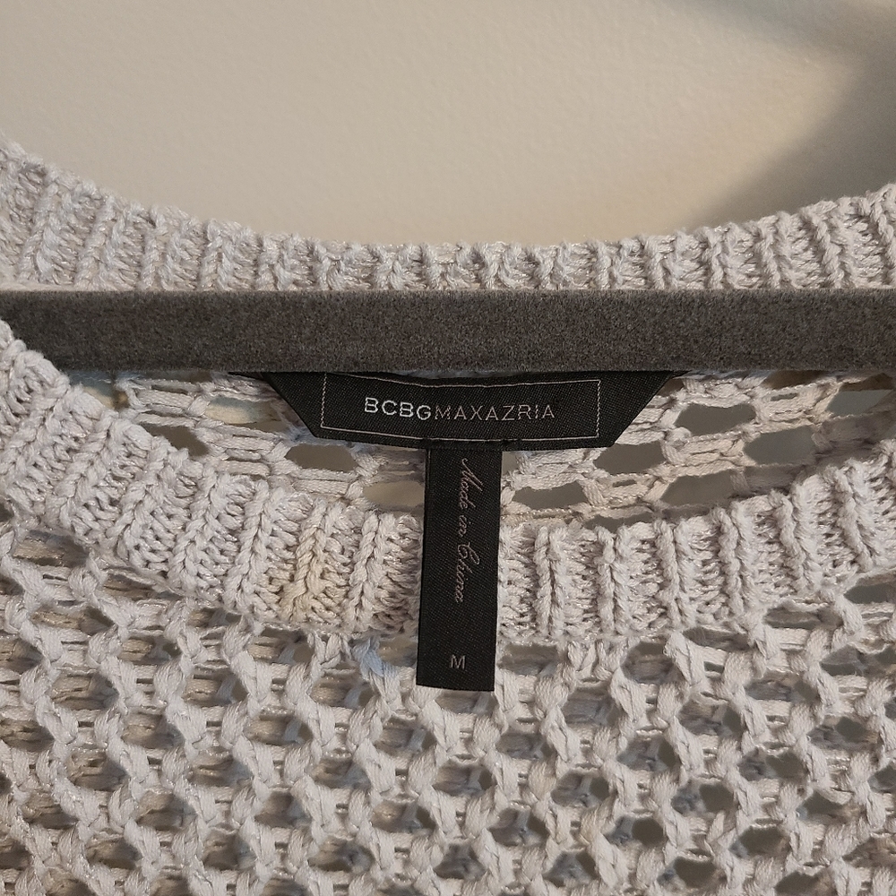 BCBGMaxAzria Medium KARA batwing dolman sleeve gray open knit sweater - Picture 4 of 6